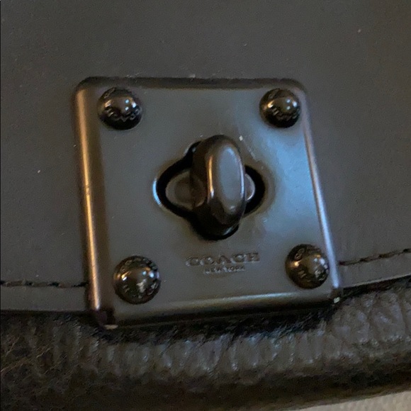 Selena Gomez Coach black purse with black leather and suede - Picture 2 of 9